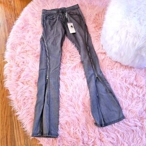 Mnml zipper flare denim, gray, men's 28, new with tags